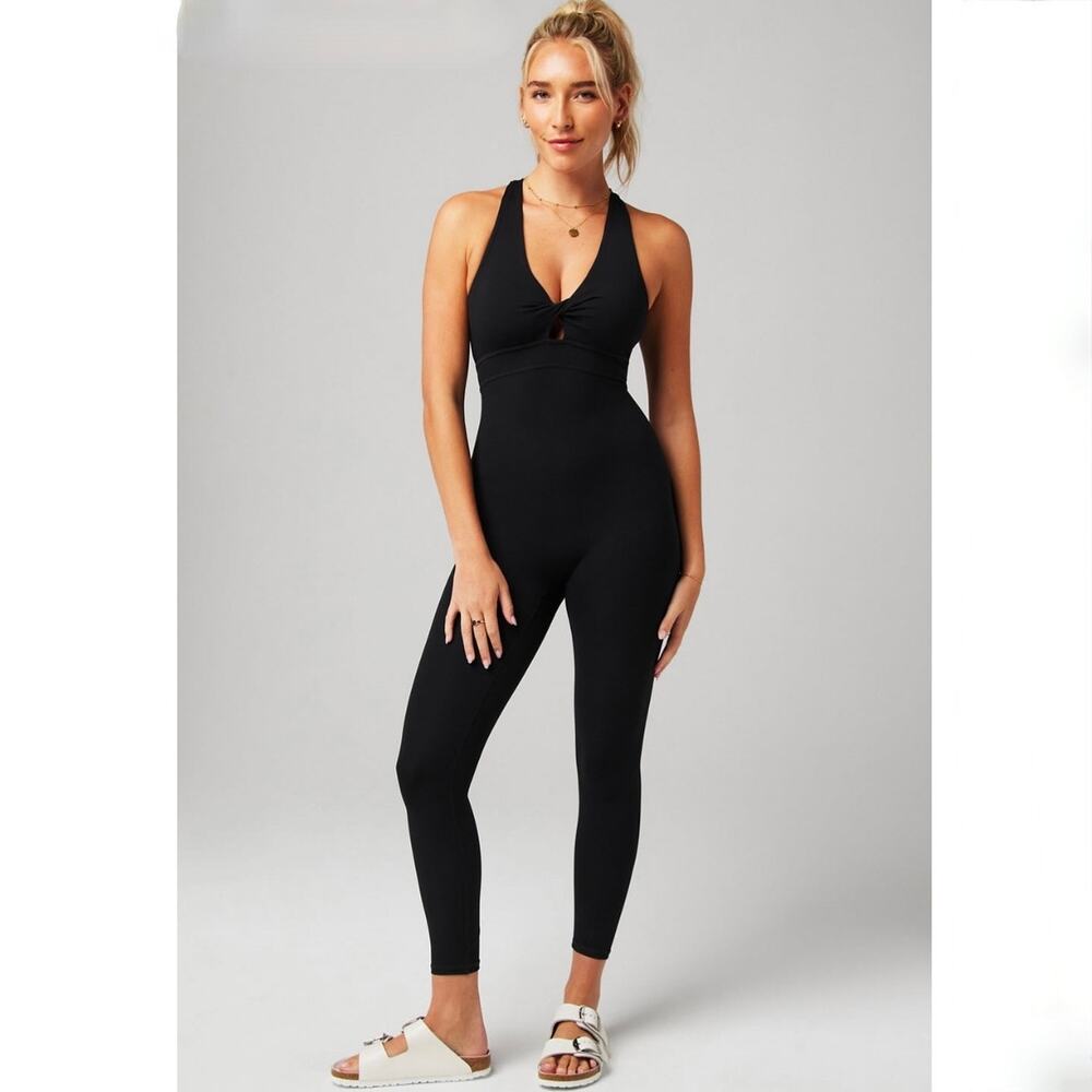 Fabletics Black Sleeveless Jumpsuit Romper